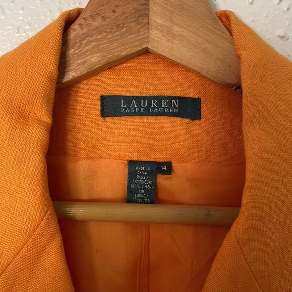 LAUREN | 2 pc suit | orange | lined | size 14 | suit | jacket | like new - Picture 7 of 10